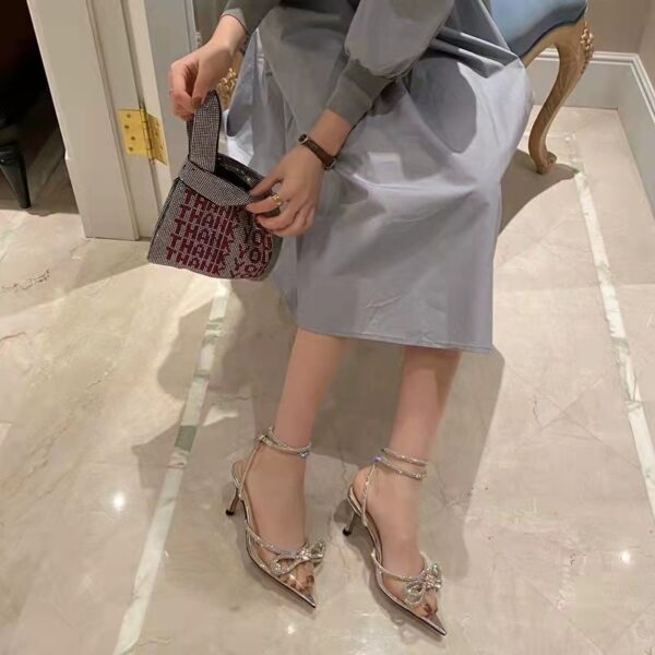 Silk Back Bandage Women's Stiletto Heel Sandals French Style