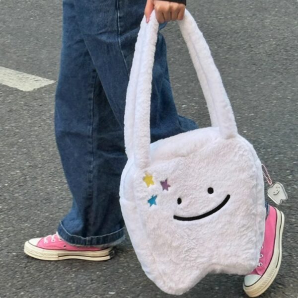 Plush Large Tooth Shoulder Tote Bag Large Capacity