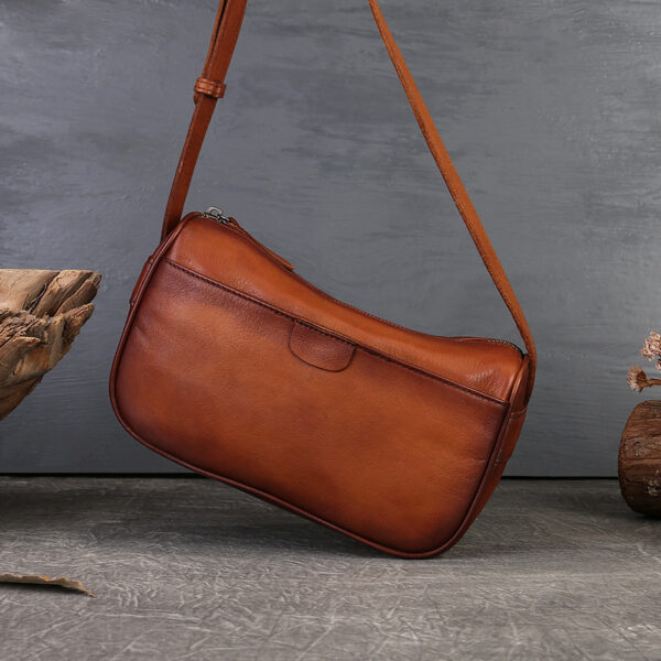 Handmade Women's High Sense Niche Shoulder Top Layer Cowhide Messenger Bag