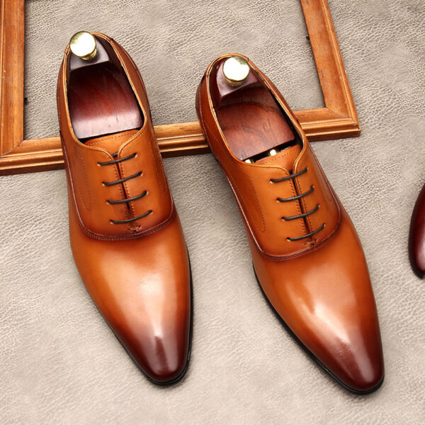 Bergazi Men's Lace-up Pointed Formal Leather Shoes