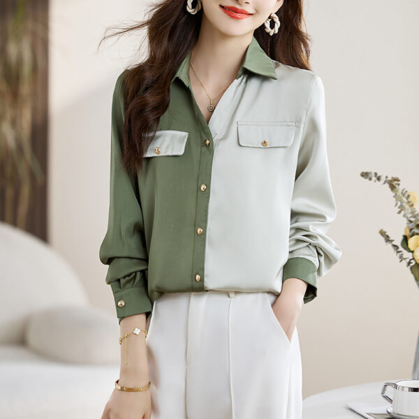 Spliced Top Cardigan Shirt Blouse