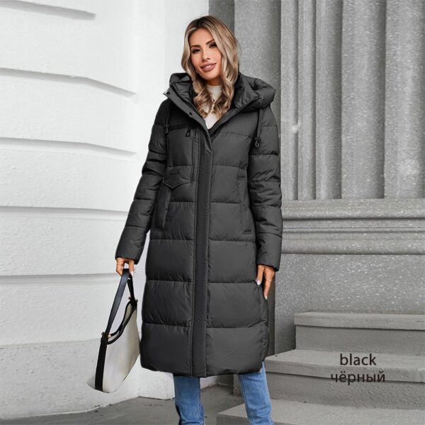 Women's Long Hooded Zip-up Cotton Coat
