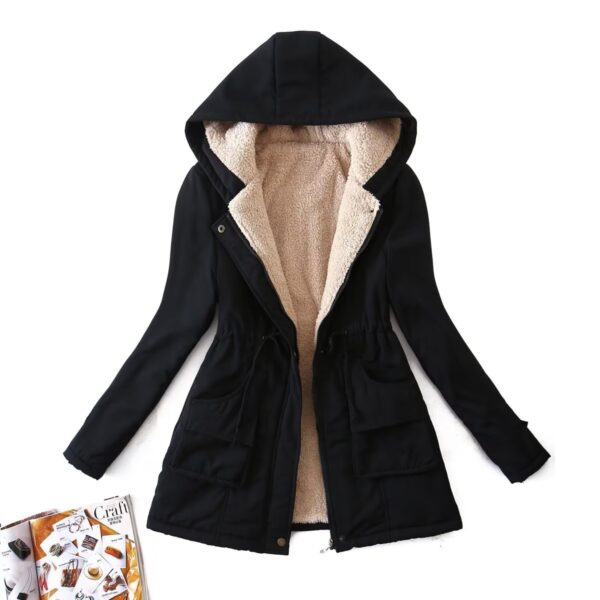 Loose Drawstring Waist-tight Parka Style Padded Hooded Cotton Coat
