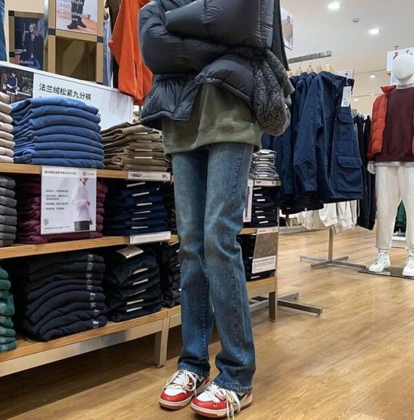 Straight Jeans High Waist Slim Stretch Loose Mopping Pants