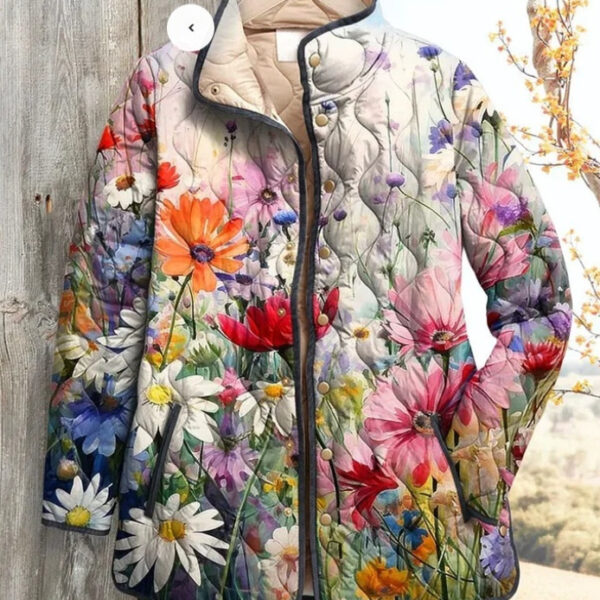 Women's Fashion Tuck Cotton Digital Printing Coat