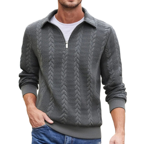 Men's Fashion Jacquard Lapel Long Sleeve Sweater